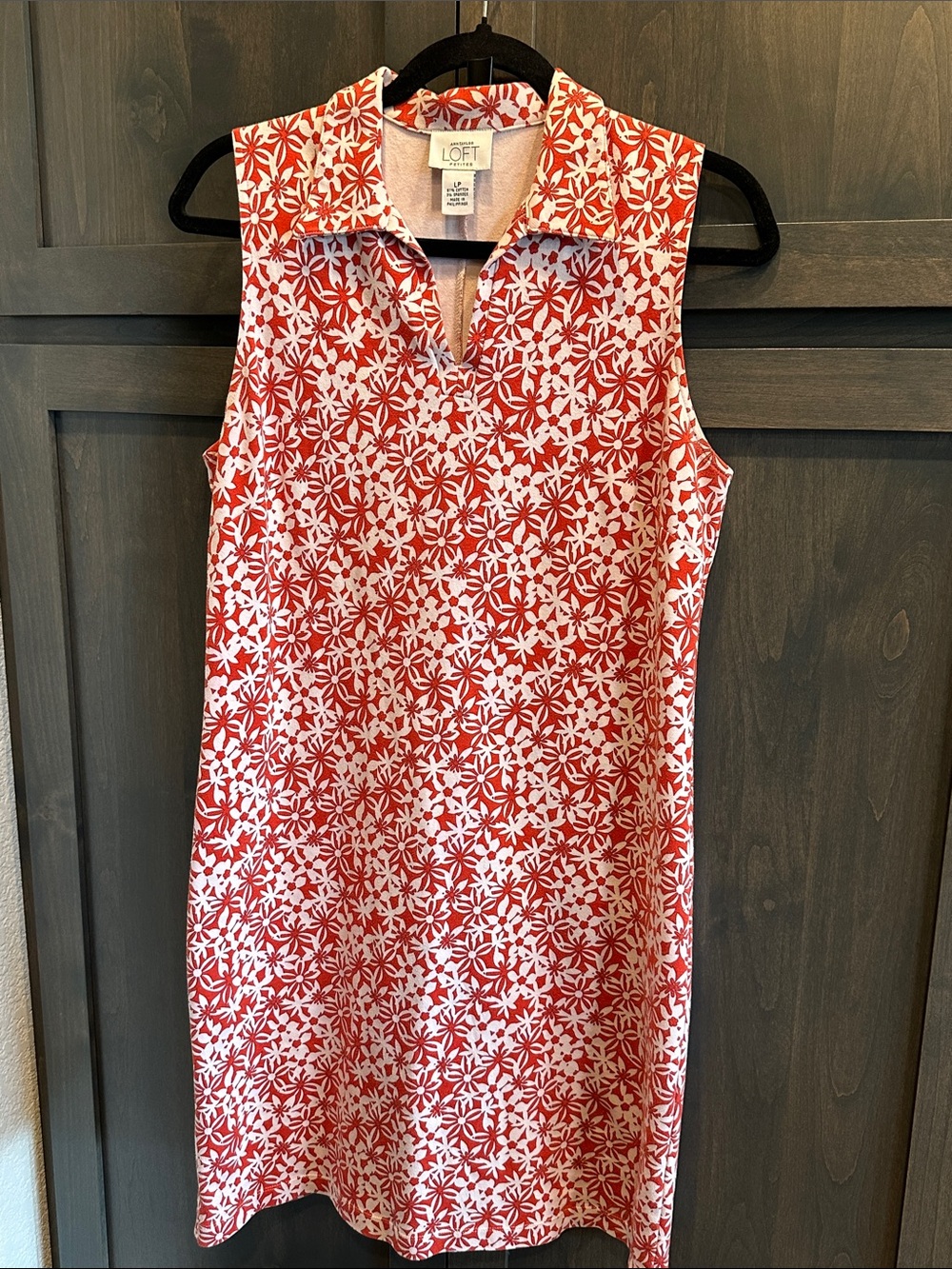 LOFT Red and White Floral Sleeveless Dress